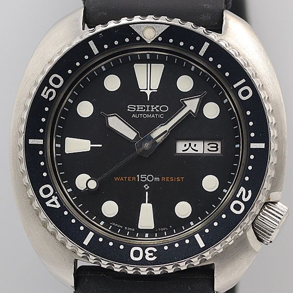 デッドストック級 稼働 良品 セイコー 6306-7001 ダイバーズ 150m デイデイト 黒文字盤 AT/自動巻 メンズ腕時計 OGH 5472ABC0156800のサムネイル