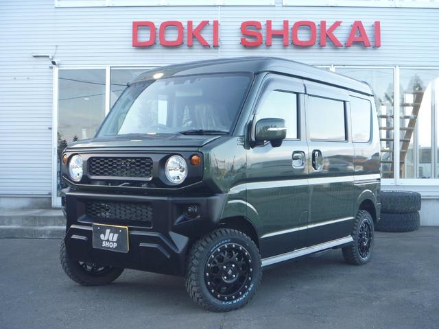 中古車 軽自動車 グリーン 緑色 4WD ガソリン DA17W ワゴン専用フロントフェンダー加工済み