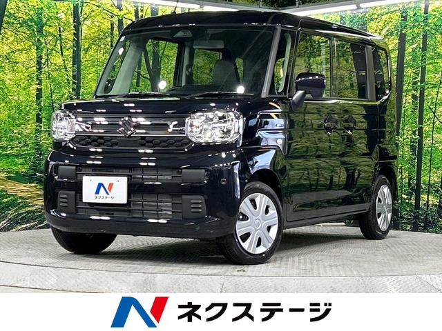 中古車 軽自動車 ブラック 黒色 4WD ハイブリッド MK94S スペーシア　北海道 4WD　届出済未使用車　セーフティサポート　衝突軽減装置　LEDヘッド