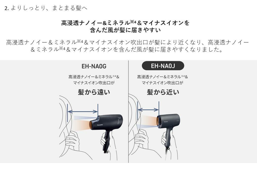 《あす楽☆》パナソニック　Panasonic　ヘアードライヤー　ナノケア　EH-NA0J-W　ウォームホワイトうるおい、速乾を追求する進化形態　楽天あんしん保証対応