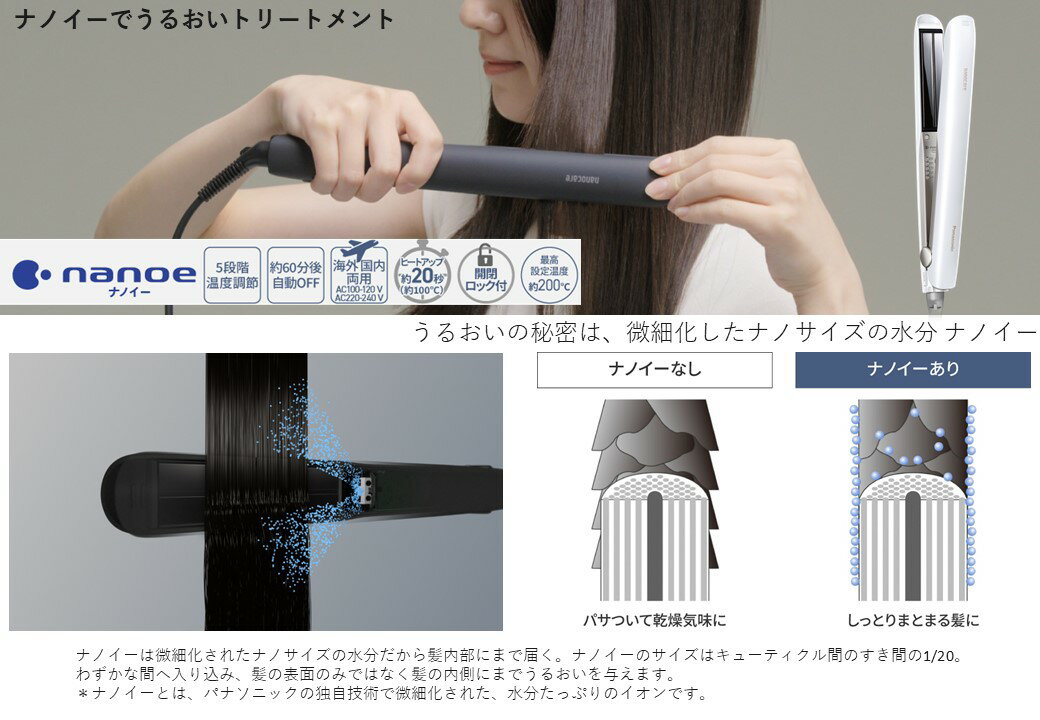 Panasonic パナソニック ストレートアイロン ナノケア ブラック EH-HS0J-K