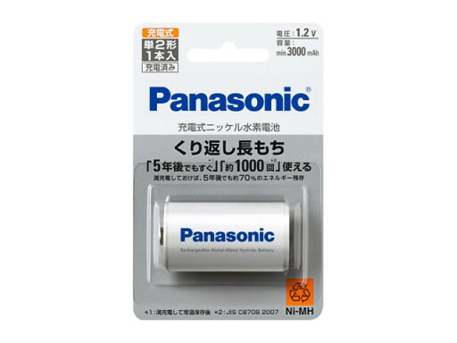 Panasonic パナソニック ニッケル水素電池 単2形部品コード:BK-2MGC/1 Panasonic パナソニック ニッケル水素電池 単2形部品コード:BK-2MGC/1