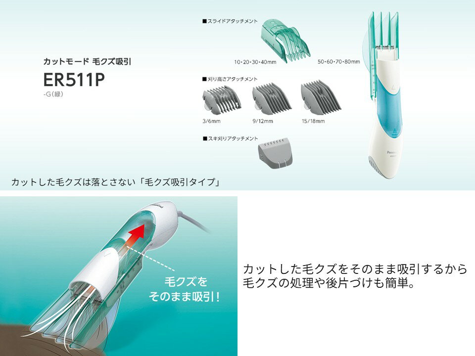 ER511P-G　カットモード　毛くず吸引パナソニック　Panasonic