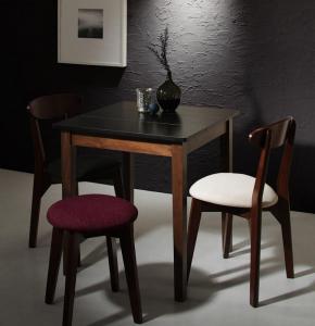 ダイニングセット（テーブル&チェア スツール） モダンデザイン ダイニング 3人 4点セット(テーブル+チェア2脚＋スツール1脚) ブラック×ウォールナット W68 組立設置付