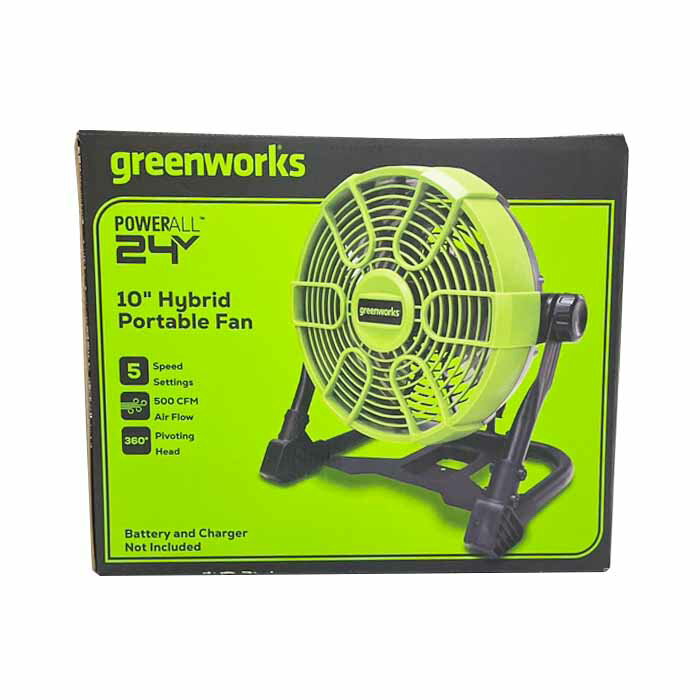 送料無料 グリーンワークス 扇風機 24V ポータブルファン Greenworks キャンプ ピクニック 公民館 工事 工場 ガレージ 倉庫 組立ライン 体育館 夏 猛暑 熱中症 対策