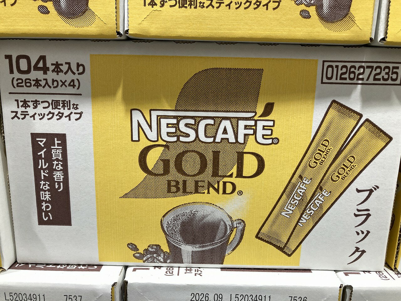 ネスカフェ ゴールドブレンド スティック 104本 (26本×4箱セット) 大容量 まとめ買い お得 個包装 無糖 コストコ