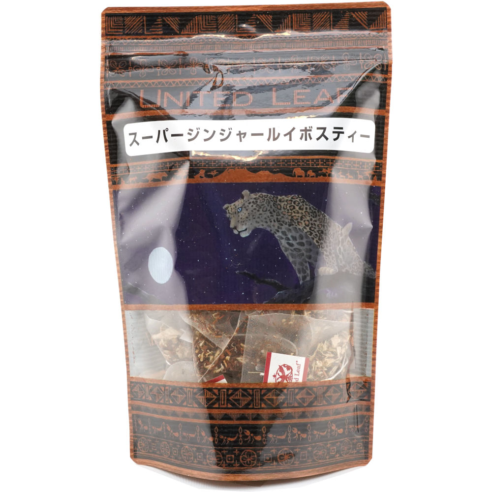 ユナイテッドリーフ　スーパージンジャールイボスティー　2g×25包　赤ちゃんも飲めるノンカフェイン 健康茶 オーガニック 無農薬 有機栽培 JAS認定茶葉使用 カロリーゼロ 南アフリカ産 ティーパック ティーバッグ ティーバック