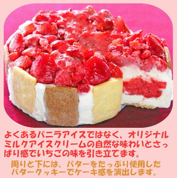 卵不使用 いちごアイスケーキ5号 送料込み 誕生日 バースデー アレルギー対応ケーキ 卵除去ケーキ アレルギーケーキ いちごケーキ アレルギー対応 いちご 卵除去
