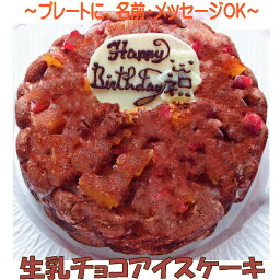 生乳チョコアイスケーキ4号 送料込み 誕生日ケーキ 記念日 バースデーケーキ スイーツギフト プレート付き ケーキチョコ 小さいケーキ コンパクト