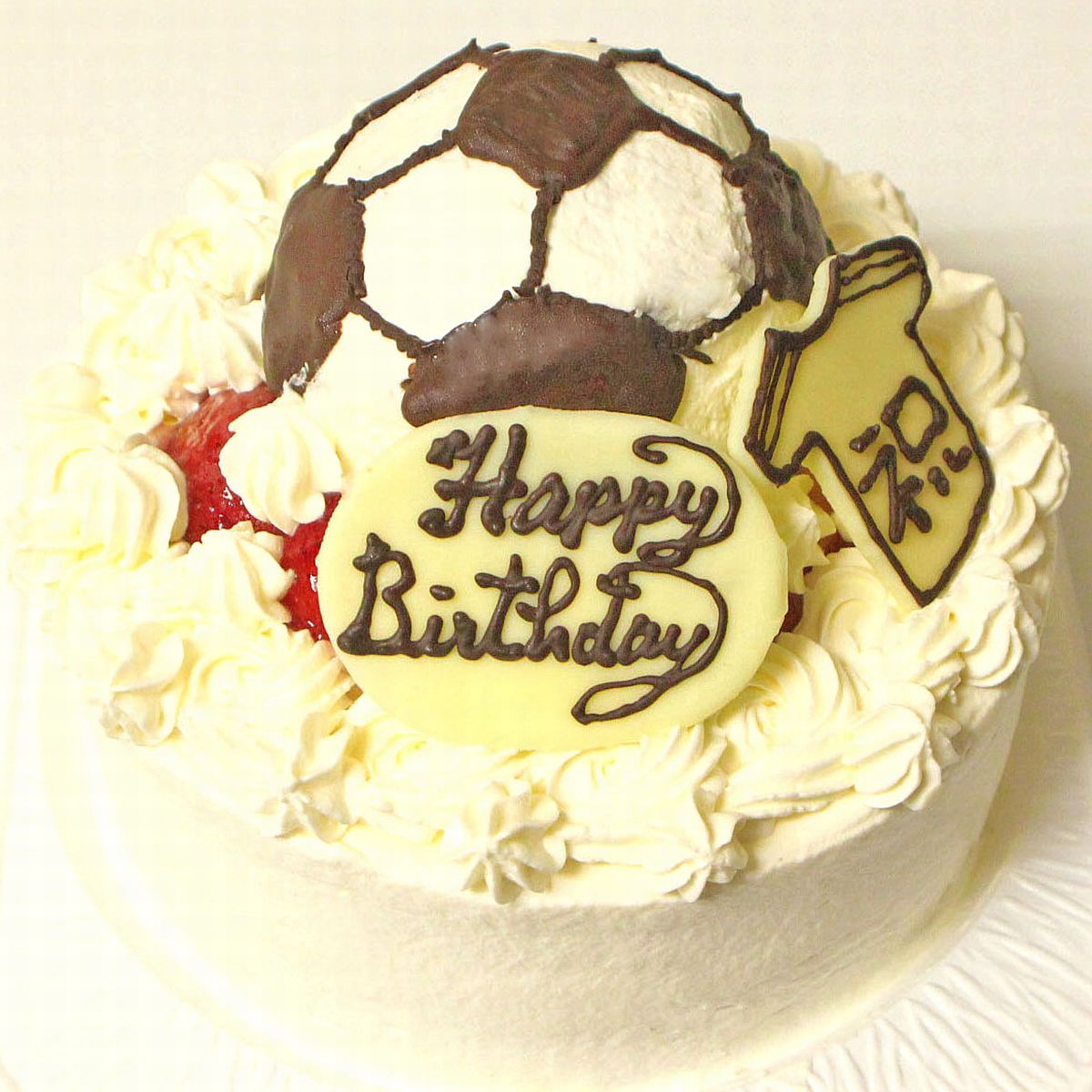 フルーツケーキ サッカーボールケーキ5号 送料込み フルーツケーキ いちごケーキ マンゴーケーキ 選択 誕生日ケーキ バースデーケーキ デコレーション ホールケーキ 人気 男の子 スポーツ プレゼント 生デコ