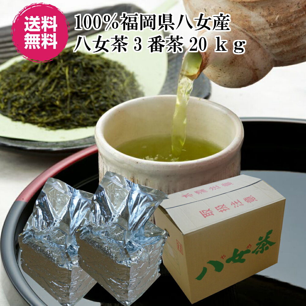 煎茶 日本茶 八女茶 業務用 3番茶 番茶 20kg 10kg×2袋 茶葉 茶 徳用 緑茶 ポイント消化 お茶 深蒸し茶 送料無料 農家…