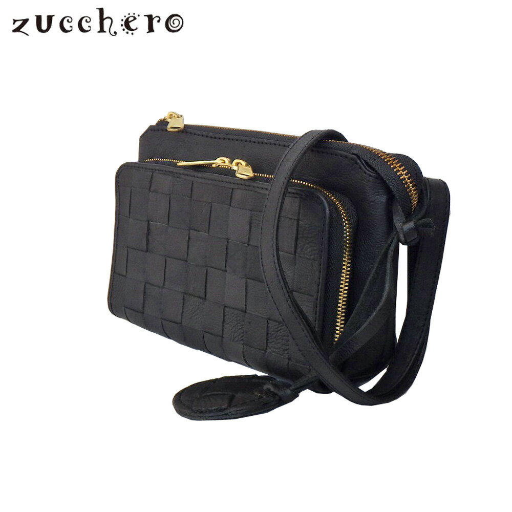 樂天商城 - Zucchero ズッケロ 牛革メッシュ レディース お財布ショルダー ショルダーバッグ 48917TR ブラック