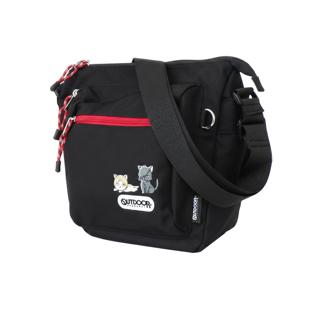 樂天商城 - OUTDOOR×ハイキュー!! ODHQ103 ミニショルダーバッグ 縦型ショルダー 横断幕地チャーム付き 烏野高校(ネイビー) 音駒高校(クロ/アカ)