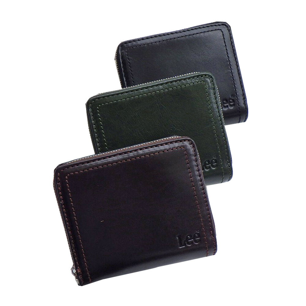 ラウンドファスナー ミドル財布 Lee イタリアンレザー メンズ 320-2103