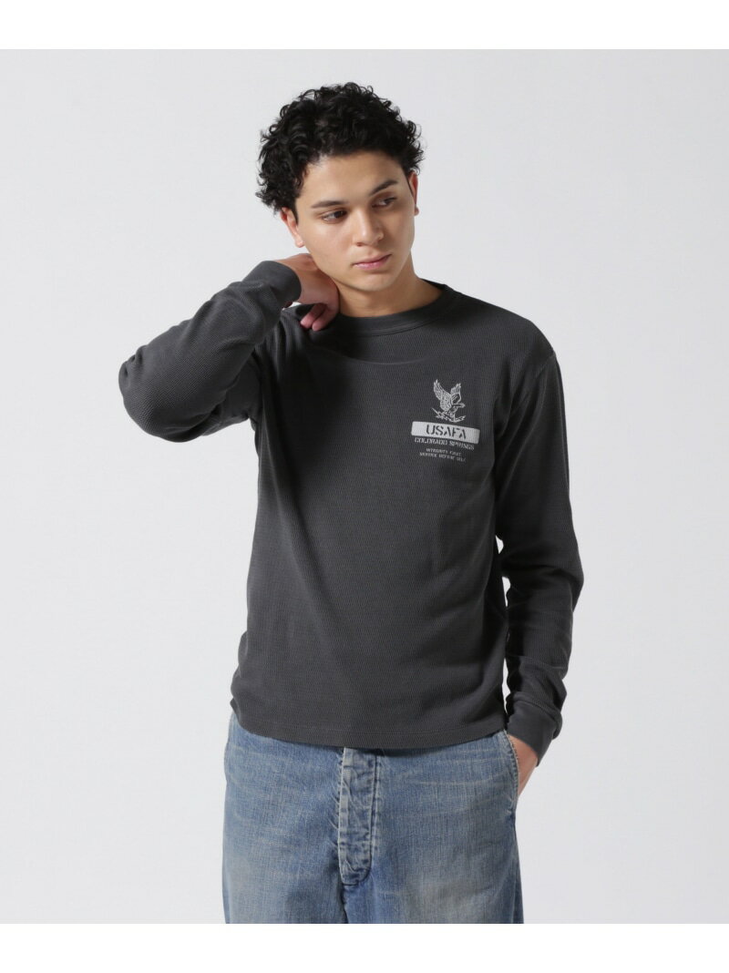 Rakuten - FADE WASH HONEYCOMB WAFFLE T-SHIRT / フェイドウォッシュ ハニカムワッフル 長袖Tシャツ AVIREX アヴィレックス トップス カットソー・Tシャツ グレー グリーン【送料無料】[Rakuten Fashion]