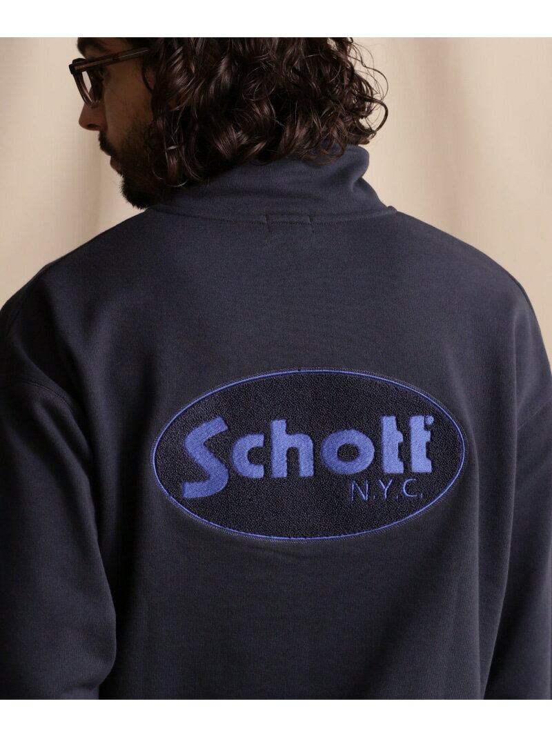 【SALE／30%OFF】WEB LIMITED/HARF ZIP OVAL CHENILLE LOGO/ハーフジップ オーバルシニールロゴ Schott ショット トップス スウェット・トレーナー ネイビー グリーン グレー ホワイト【RBA_E】【送料無料】[Rakuten Fashion]