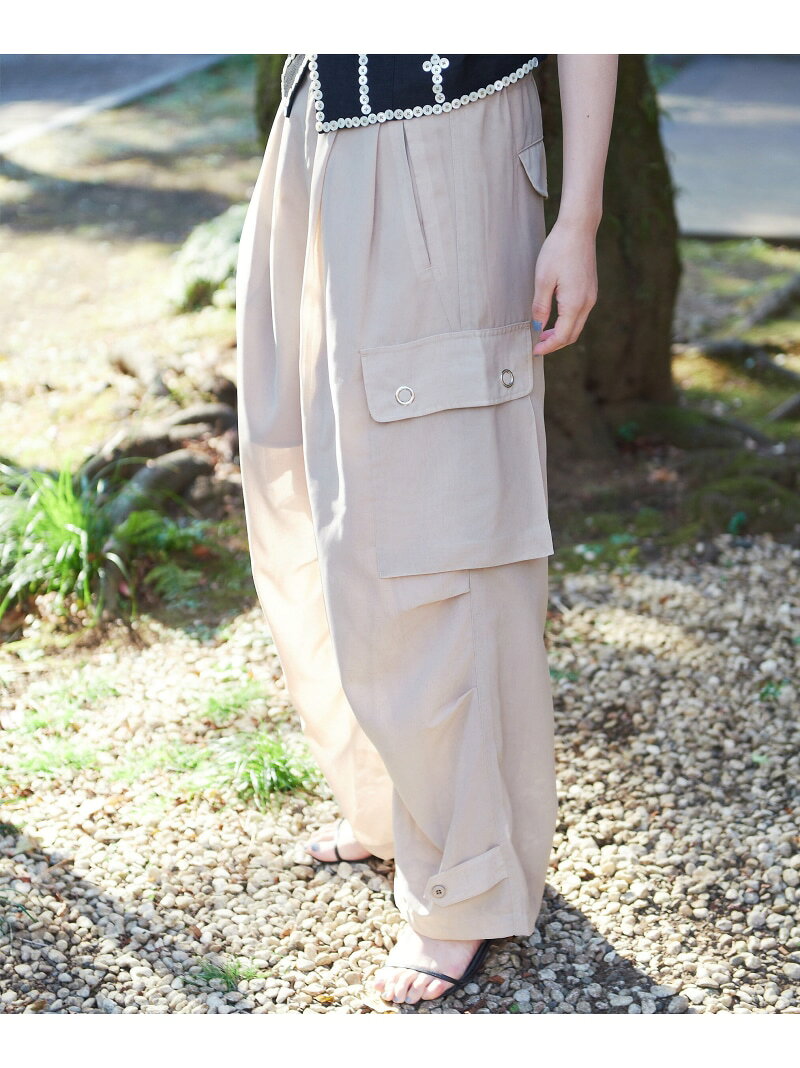 Women's/×RUMBLE RED/ランブルレッド/SLUB CHIFFON CARGO PANTS/スラブシフォン カーゴパンツ Schott ショット パンツ その他のパンツ グレー ベージュ
