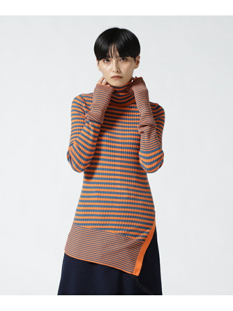 AULA AILA(アウラ アイラ) ボーダーリブニット B'2nd ビーセカンド トップス ニット オレンジ ブラック グリーン【送料無料】[Rakuten Fashion]のサムネイル