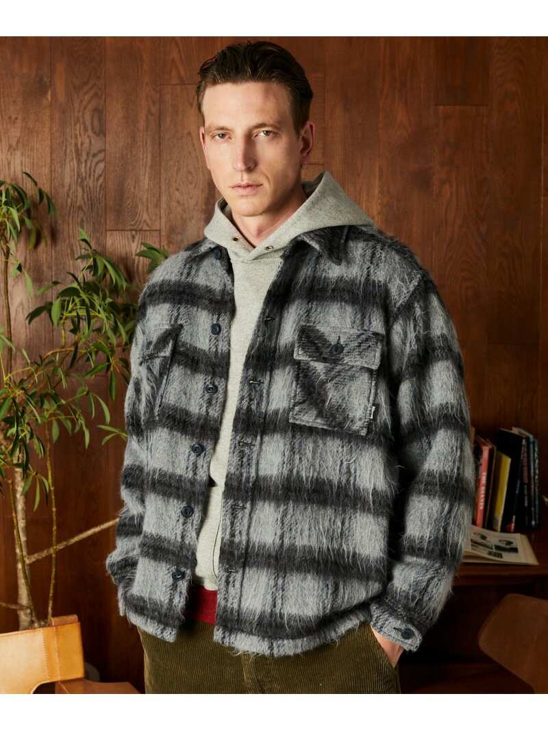 SHAGGY PLAID SHIRT/シャギー プレイドシャツ Schott ショット トップス シャツ・ブラウス グレー ネイビー【送料無料】[Rakuten Fashion]のサムネイル