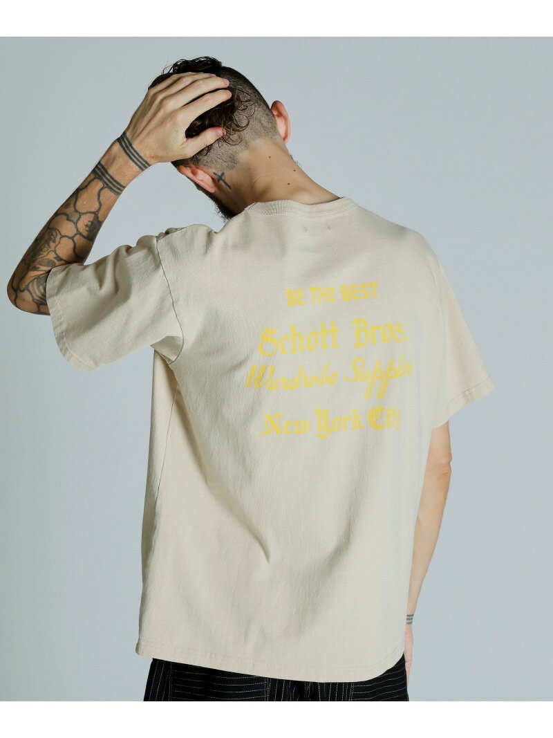 SNOWWASH T-SHIRT ADVERTISEMENT/スノーウォッシュ Tシャツ アドバタイズメント Schott ショット トップス カットソー・Tシャツ ブラック ベージュ ホワイト