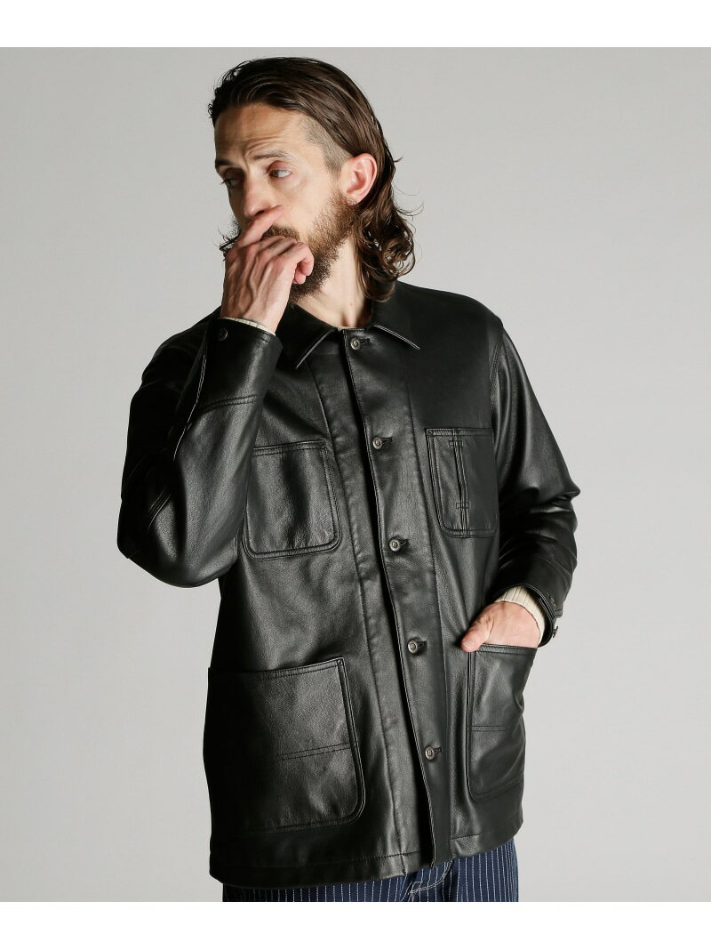 Coverall - LAMB LEATHER COVERALL JACKET/ラムレザー カバーオール ジャケット Schott ショット ジャケット・アウター ライダースジャケット ブラック【送料無料】[Rakuten Fashion]