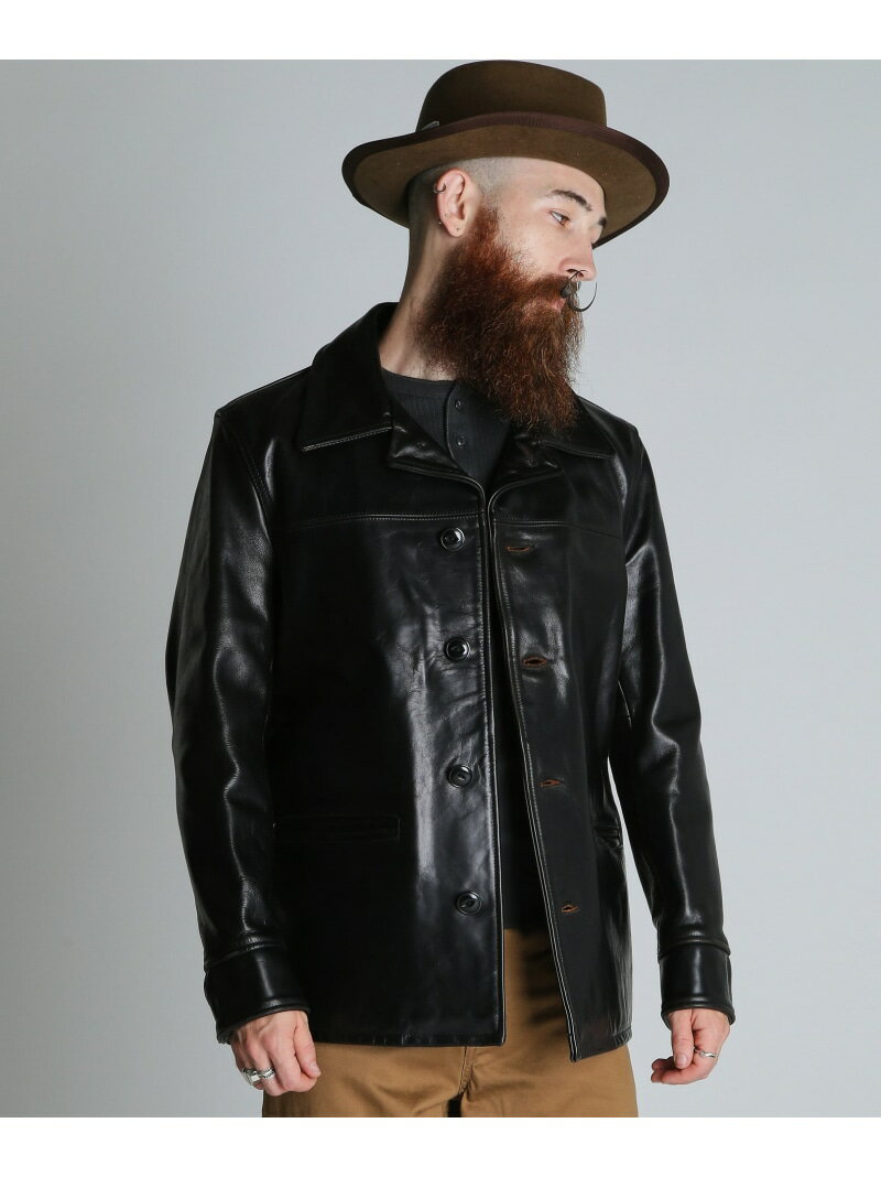 Leather Jacket - 632US LEATHER CARCOAT/カーコート Schott ショット ジャケット・アウター ライダースジャケット ブラック【送料無料】[Rakuten Fashion]