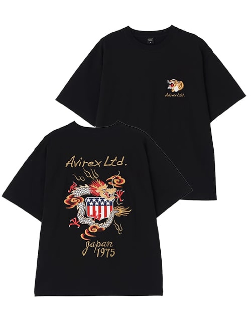 Rakuten - 《WEB&DEPOT限定》SOUVENIR EMBROIDERY T-SHIRT AVIREX アヴィレックス トップス カットソー・Tシャツ レッド ブルー ブラック ホワイト【送料無料】[Rakuten Fashion]