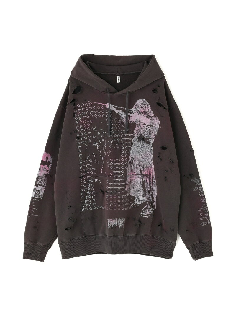 emary/����꡼/Damaged Psycho candy hoodie LHP ���륨�����ԡ� �ȥåץ� �ѡ��������ա��ǥ��� �֥�å�������̵����[Ra...