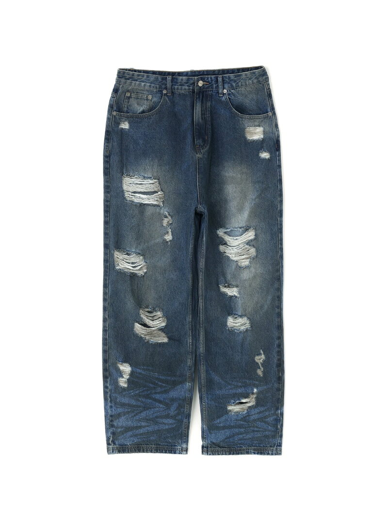 Rakuten - NOT4NERD/ノットフォーナード/Hidden Symbol Distressed Denim Pants LHP エルエイチピー パンツ ジーンズ・デニムパンツ ブルー カーキグリーン【送料無料】[Rakuten Fashion]