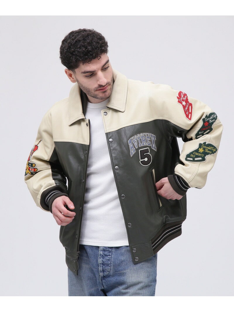 STADIUM JACKET WILD BEARS / スタジアム ジャケット ワイルド ベアーズ AVIREX アヴィレックス ジャケット・アウター ライダースジャケット ブラック グリーン【送料無料】[Rakuten Fashion]