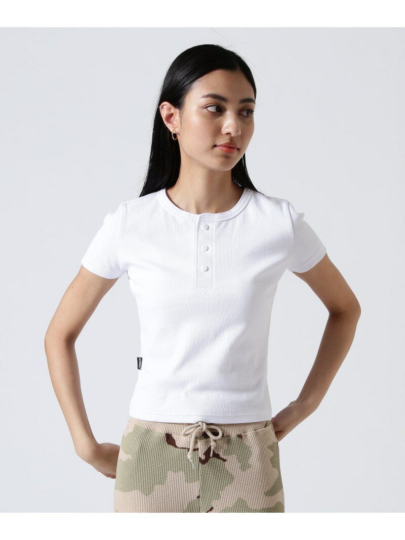 《DAILY/WOMAN》 S/S HENLEY NECK T-SHIRT AVIREX アヴィレックス トップス カットソー・Tシャツ ホワイト ブラック【先行予約】*[Rakuten Fashion]