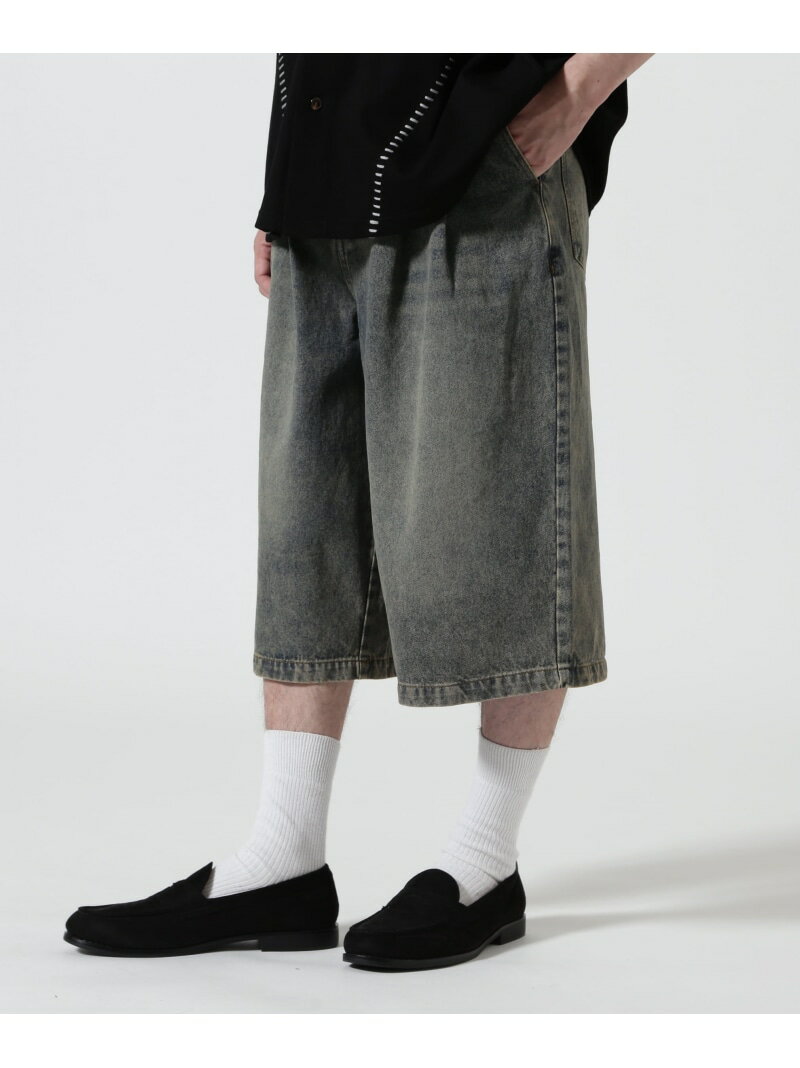 Rakuten - B omnivore/ビーオムニボー TUCK DENIM SHORTS タックデニムショーツ BEAVER ビーバー パンツ その他のパンツ ブラック ブルー【送料無料】[Rakuten Fashion]
