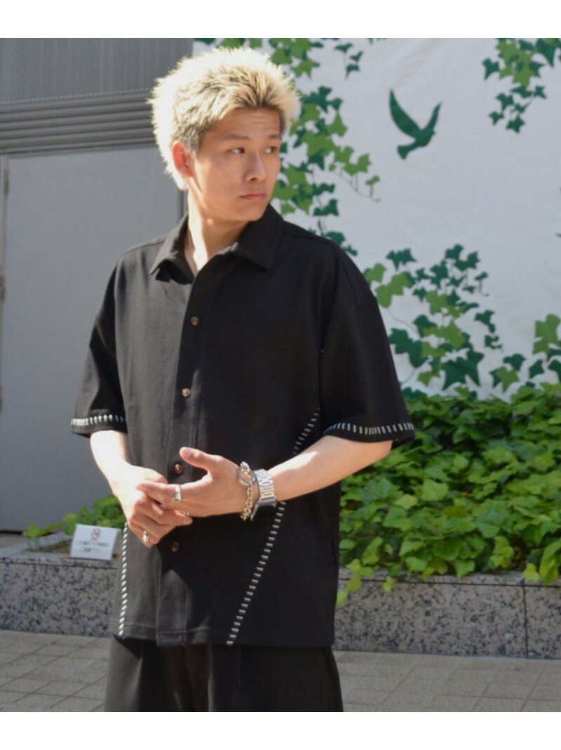 Rakuten - B omnivore/ビーオムニボー STITCH S/S SHIRT ステッチシャツ BEAVER ビーバー トップス シャツ・ブラウス ホワイト ブラック【送料無料】[Rakuten Fashion]