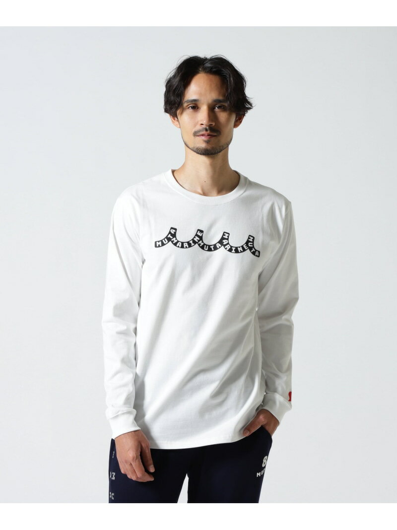 Rakuten - muta MARINE/ムータ マリン/別注Wave muta MARINE LS Tee ROYAL FLASH ロイヤルフラッシュ トップス カットソー・Tシャツ ホワイト ブラック【送料無料】[Rakuten Fashion]