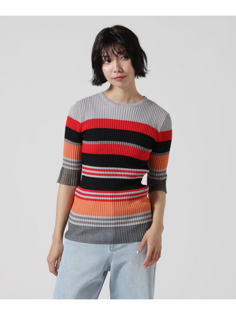 【SALE／30%OFF】AULA AILA/アウラアイラ/MULTI BORDER KNIT ROYAL FLASH ロイヤルフラッシュ トップス ノースリーブ・タンクトップ グレー ブラック【RBA_E】【送料無料】[Rakuten Fashion]