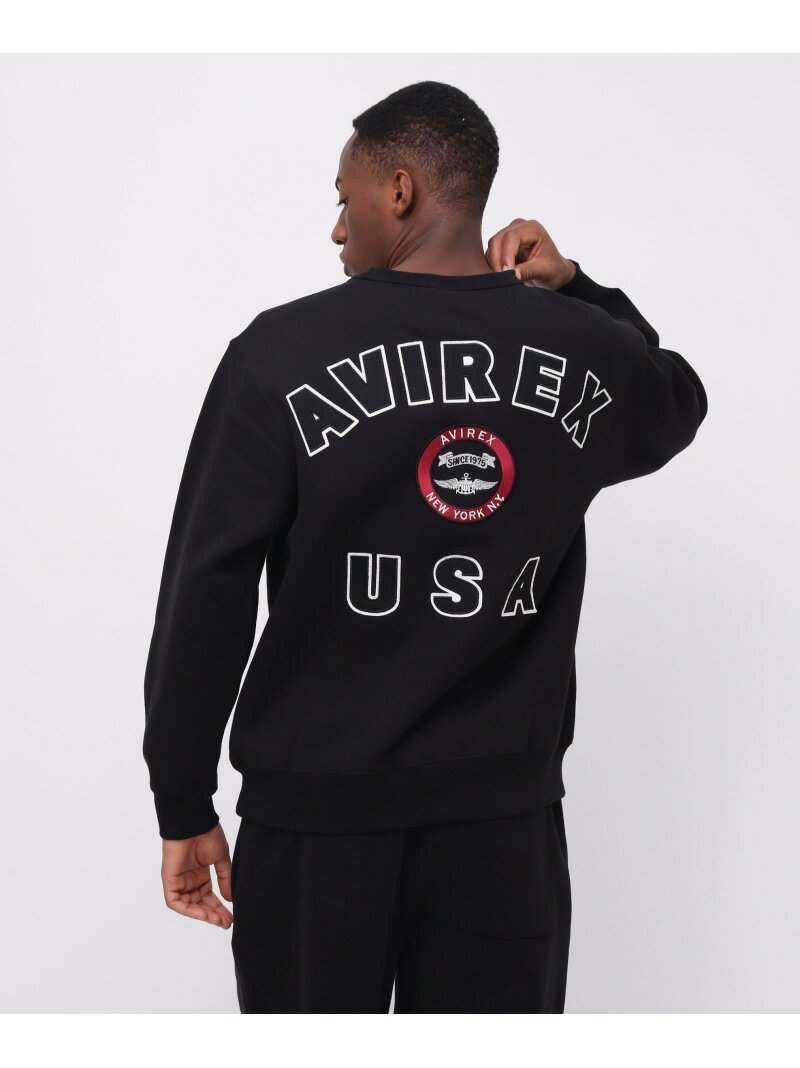 VARSITY LOGO CREW NECK SWEAT /バーシティ ロゴ クルーネック スウェ AVIREX アヴィレックス トップス スウェット・トレーナー グリーン オレンジ カーキグリーン ブラック ホワイト【送料無料】[Rakuten Fashion]
