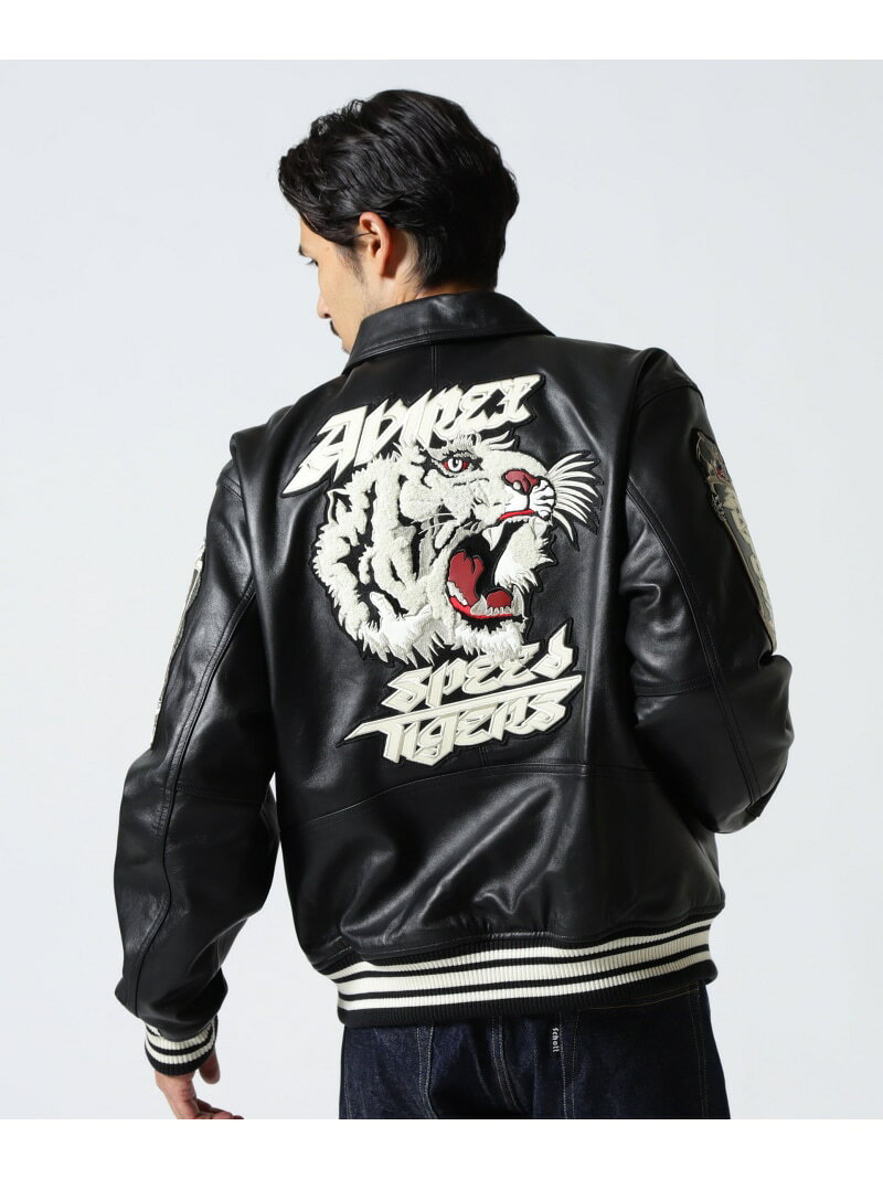 Rakuten - VARSITY JACKET TIGER AVIREX アヴィレックス ジャケット・アウター ライダースジャケット ブラック【送料無料】[Rakuten Fashion]