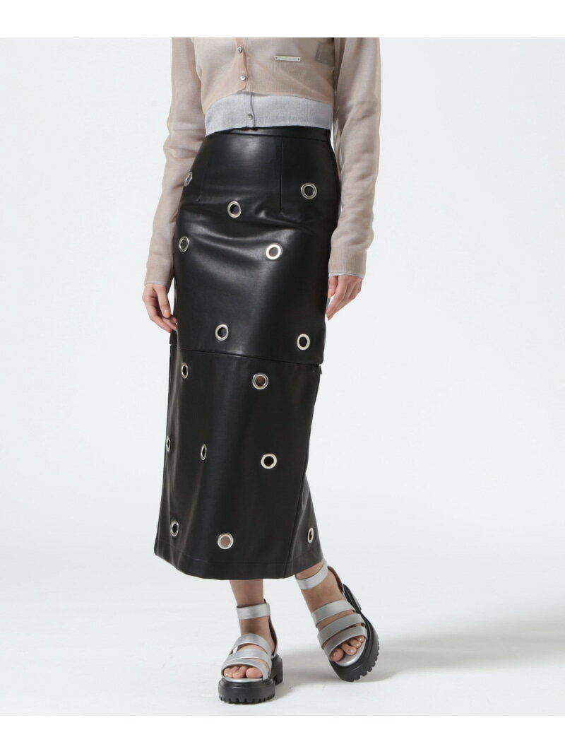 PRANK PROJECT/Eyelet Vegan Leather Skirt ROYAL FLASH ロイヤルフラッシュ スカート その他のスカート ブラック ベージュ【送料無料】[Rakuten Fashion]