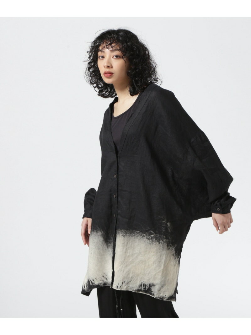 KMRii/ケムリ/Discharged Linen Kimono Shirt ROYAL FLASH ロイヤルフラッシュ トップス カーディガン ブラック【送料無料】 Rakuten Fashion