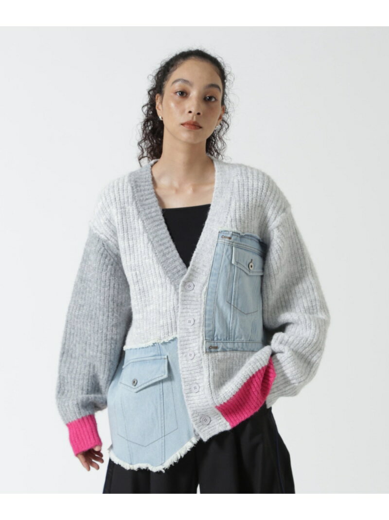 AULA AILA/アウラアイラ/DENIM COMBINATION CARDIGAN ROYAL FLASH ロイヤルフラッシュ トップス カーディガン ブラック【送料無料】[Rakuten Fashion]