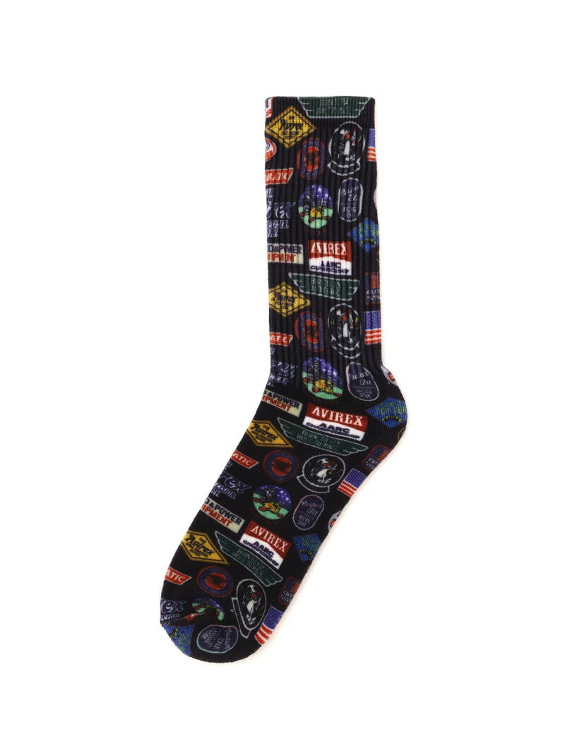MULTI-GRAPHIC PRINT SOCKS AVIREX アヴィレックス 靴下・レッグウェア 靴下 ブラック[Rakuten Fashion]