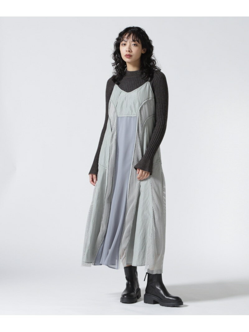 AULA AILA(アウラ アイラ)別注MESH COMBINATION ONE-PIECE B'2nd ビーセカンド ワンピース・ドレス ワンピース グレー グリーン【送料無料】[Rakuten Fashion]のサムネイル