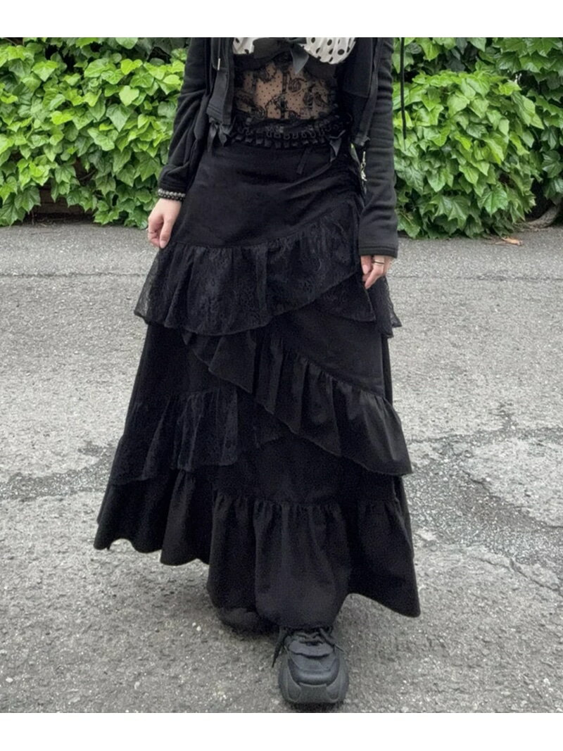 gibous/ギボス/Frill Lace Long Skirt LHP エルエイチピー スカート その他のスカート ブラック