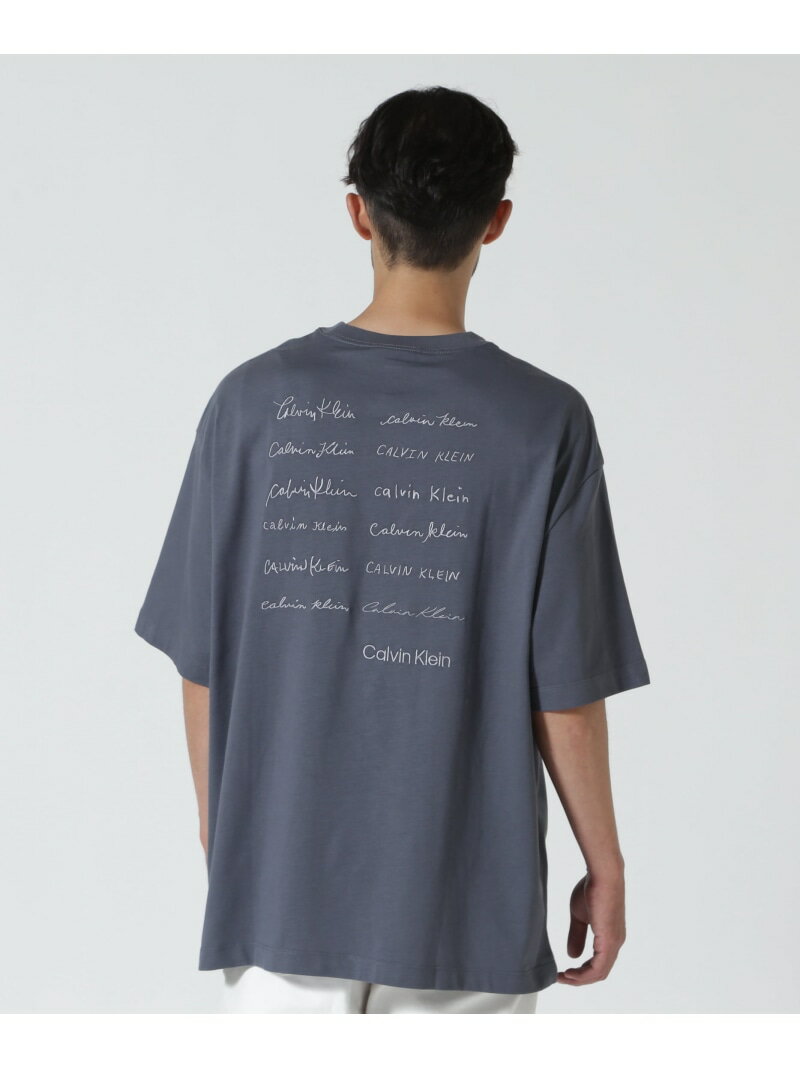 Rakuten - Calvin Klein (カルバンクライン)エンブロイダリーロゴフォント グラフィックTシャツ B'2nd ビーセカンド トップス カットソー・Tシャツ グレー ホワイト【送料無料】[Rakuten Fashion]