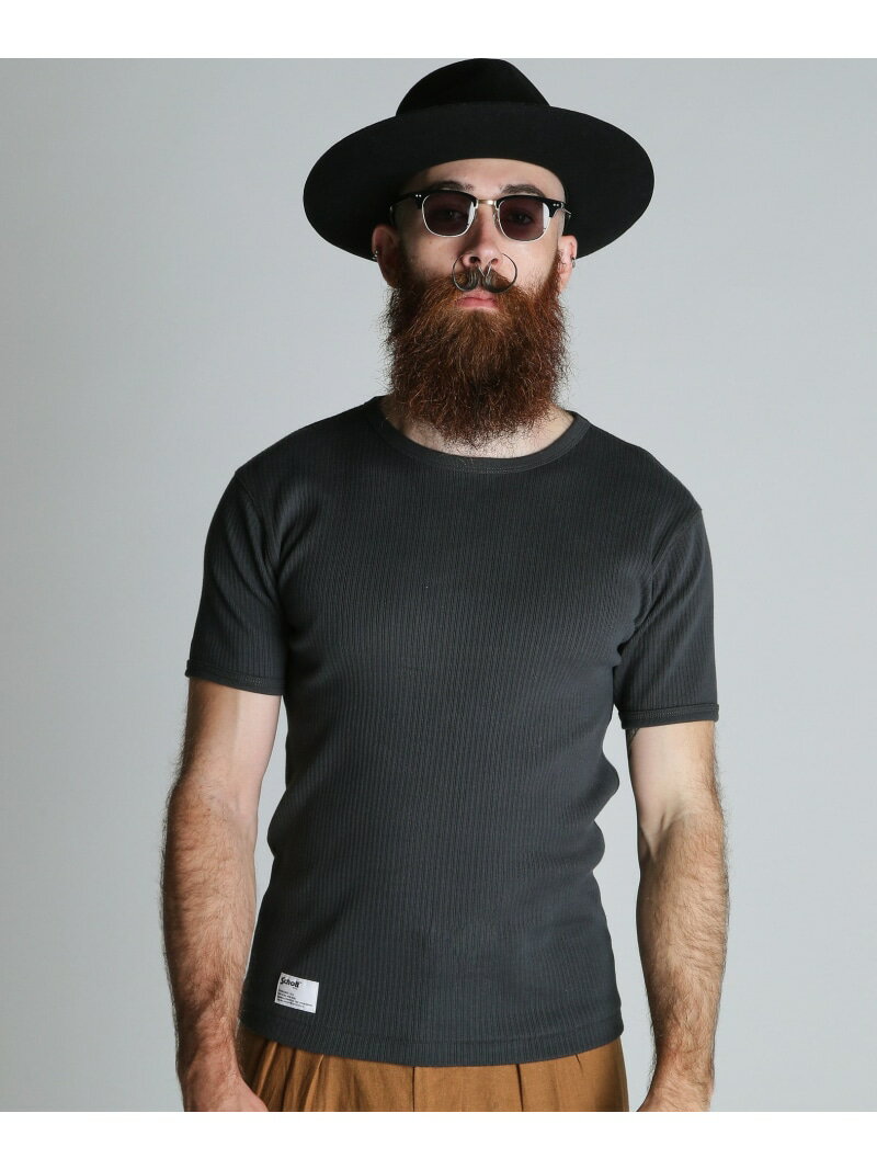 Rakuten - ARMY RIB T-SHIRT/アーミーリブ Tシャツ Schott ショット トップス カットソー・Tシャツ ブルー グレー ベージュ【送料無料】[Rakuten Fashion]