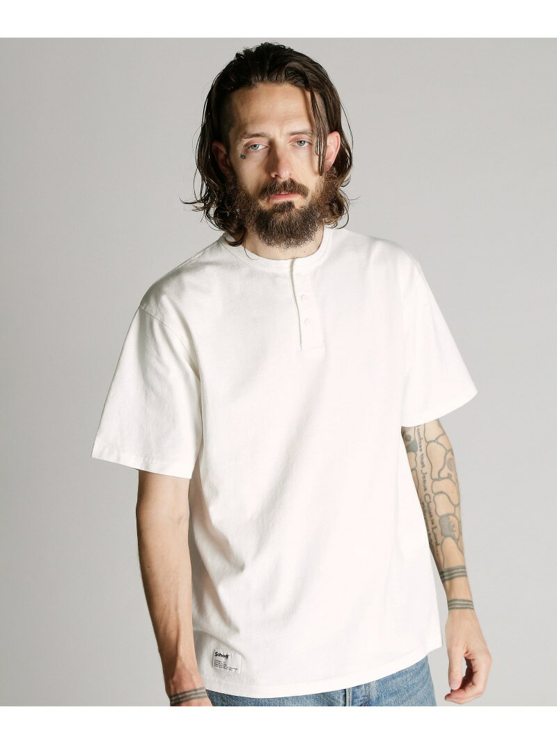 PIGMENT O/D SS HENLEY NECK T-SHIRT/ピグメント オーバーダイ ヘンリーネック Tシャツ Schott ショット トップス カットソー・Tシャツ ブラック ブルー ベージュ ホワイト【送料無料】[Rakuten Fashion]