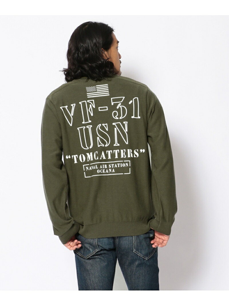 【SALE／30%OFF】クルーネック ニット トムキャッターズ/KNIT VF-31 AVIREX アヴィレックス トップス ニット オレンジ グリーン ネイビー【RBA_E】【送料無料】[Rakuten Fashion]