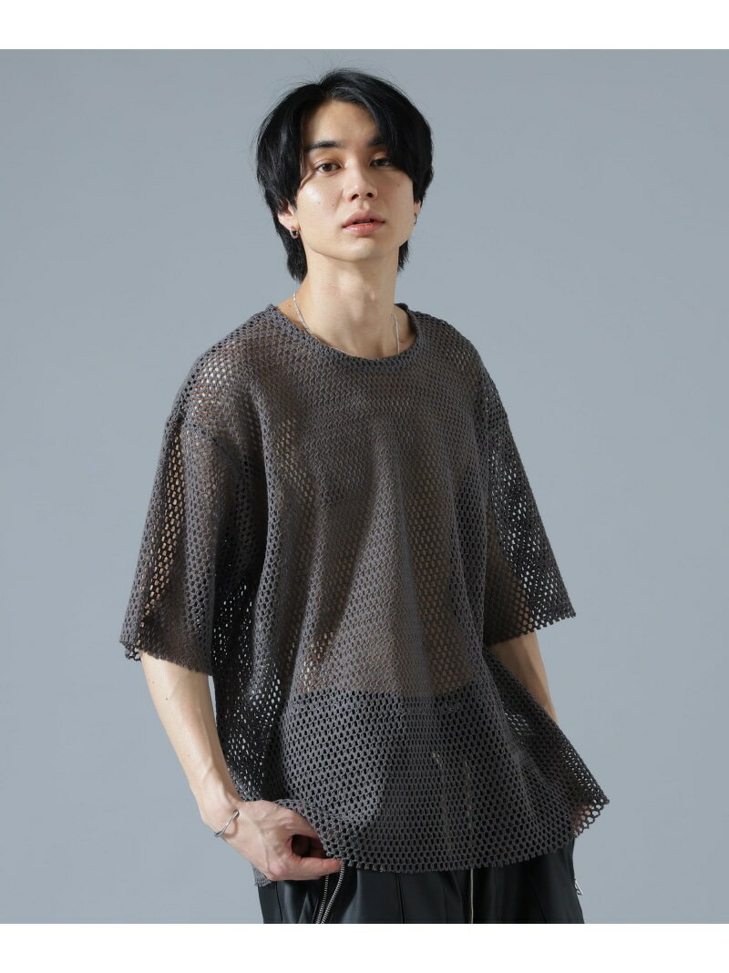 Rakuten - DankeSchon/ダンケシェーン/MESH S/S TEE LHP エルエイチピー トップス カットソー・Tシャツ ホワイト ブラック グレー【送料無料】[Rakuten Fashion]