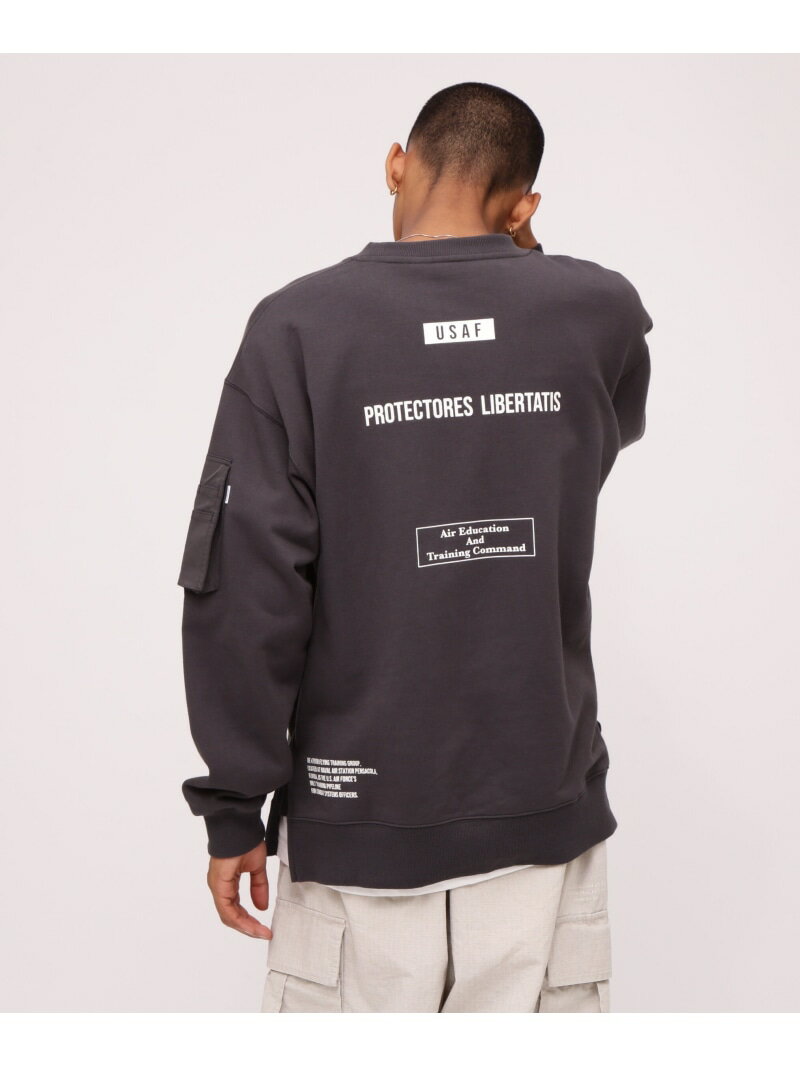 BAGGY FIT MIL. POCKET CREW NECK SWEAT AVIREX アヴィレックス トップス スウェット・トレーナー グレー ブラック ホワイト【送料無料】[Rakuten Fashion] 1