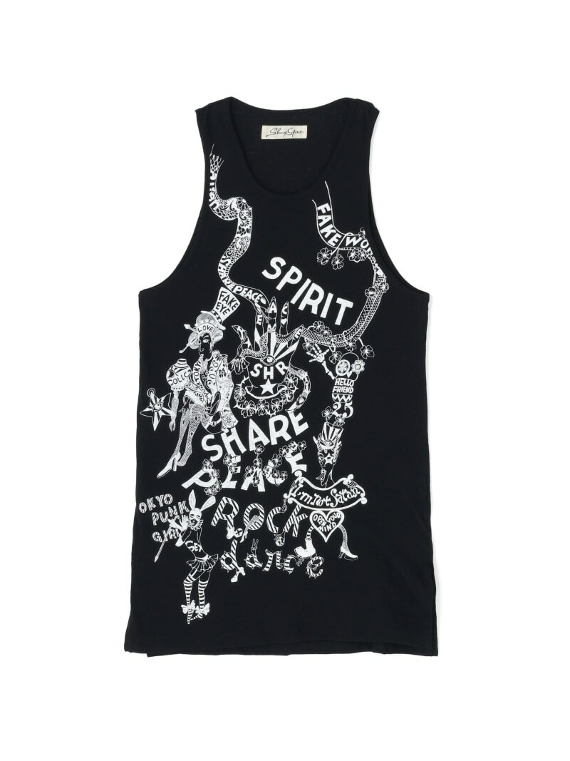 Rakuten - SHARE SPIRIT/シェアースピリット/Handwreting Tanktop ROYAL FLASH ロイヤルフラッシュ トップス ノースリーブ・タンクトップ ブラック【送料無料】[Rakuten Fashion]